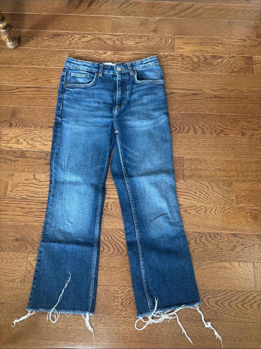 Zara Cropped Flare-Leg Jeans with Frayed Hem